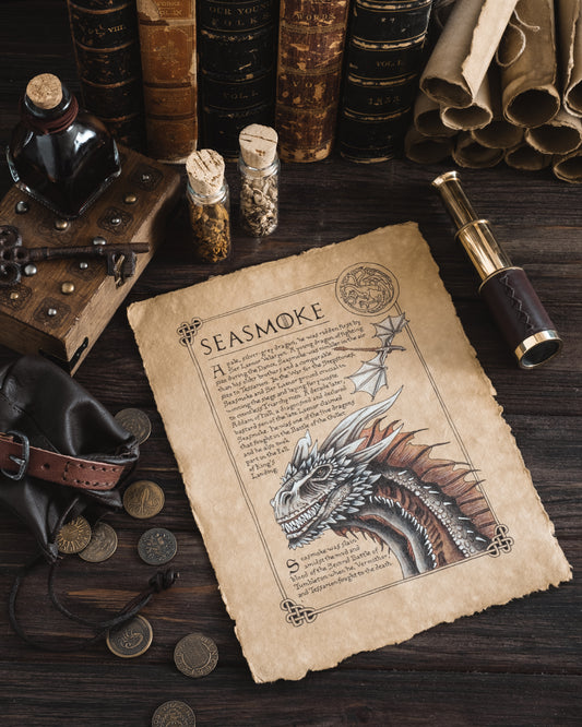 Seasmoke Dragon Scroll Art Print